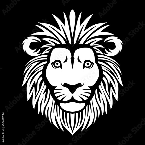 Fototapeta Naklejka Na Ścianę i Meble -  Lion head logo in black and white