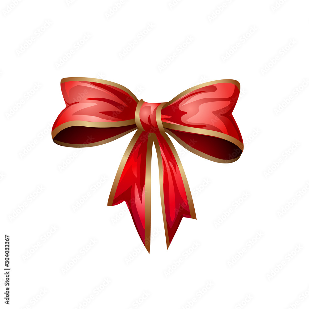 Fototapeta premium Cartoon style red bow isolated on white background
