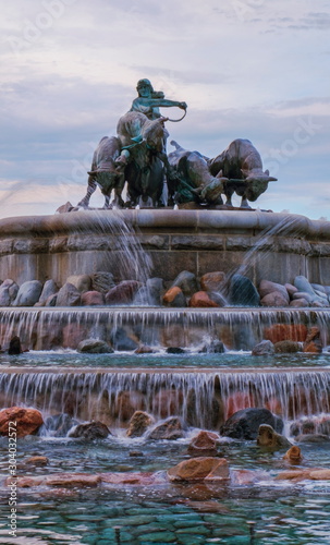 Famous Gefion Fountain, Gefionspringvandet 1899, in Copenhagen, Denmark photo