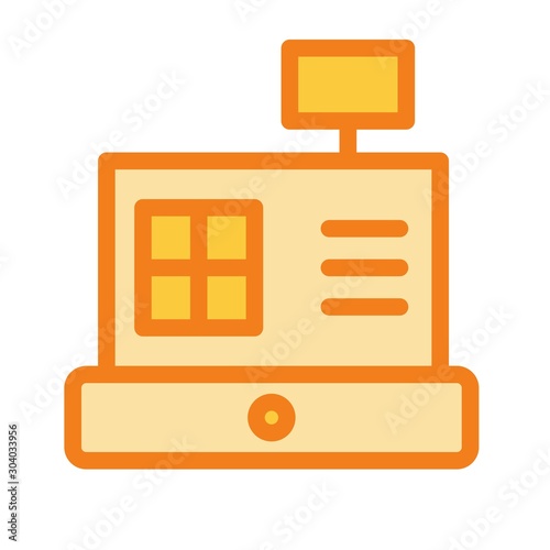 Cashbox icon isolated on abstract background