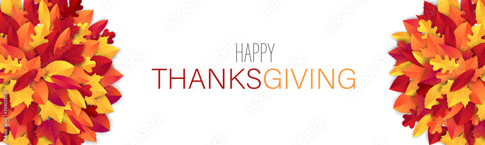 Thanksgiving website header or newsletter advertisement banner. Fall leaves on white background. Traditional american holiday design concept. Vector illustration. Thanksgiving website header or newsletter advertisement banner. Fall leaves on white background. Traditional american holiday design concept. Vector illustration.