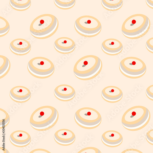 Seamless Hanukkah background. Donuts with creme brulee