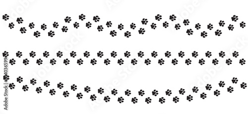 Animal track with paw prints. Pet footprints