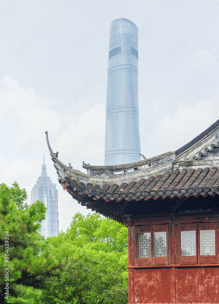 Traditional Chinese building and skyscrapers, Shanghai Traditional Chinese building and skyscrapers, Shanghai