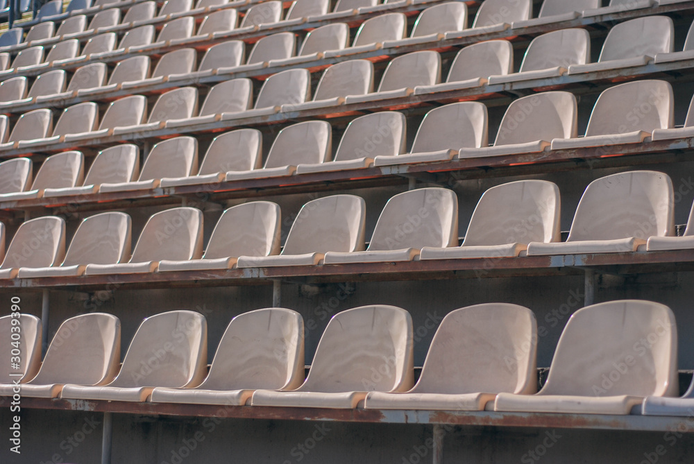 Fototapeta premium football stadium. Seats for fans, bench fans. Soccer game