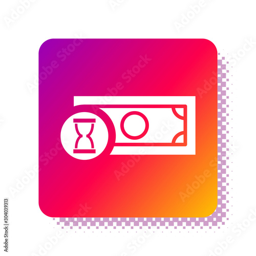 White Fast payments icon isolated on white background. Fast money transfer payment. Financial services, fast loan, time is money, cash back concept. Square color button. Vector Illustration