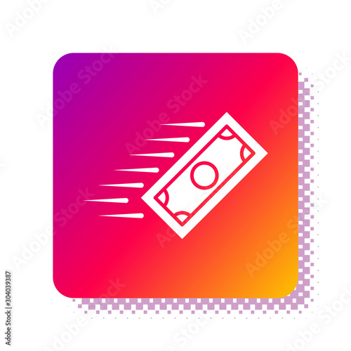 White Fast payments icon isolated on white background. Fast money transfer payment. Financial services, fast loan, time is money, cash back concept. Square color button. Vector Illustration