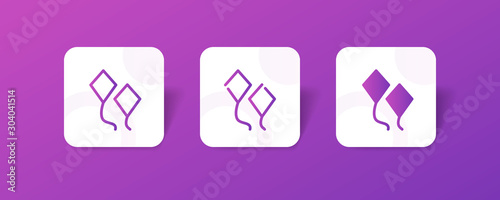 kites outline and solid icon in smooth gradient background button