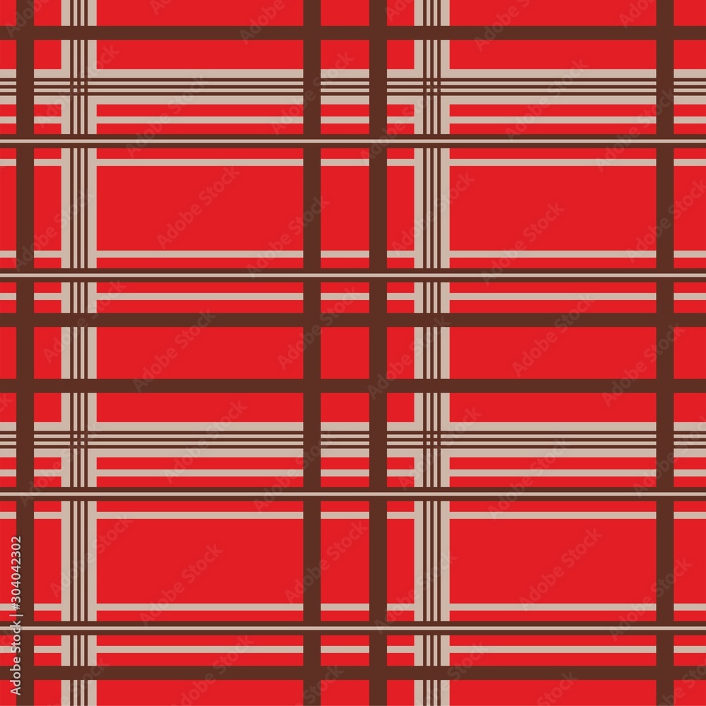 Tartan Plaid Seamless Pattern Red Line Fabric Texture Background