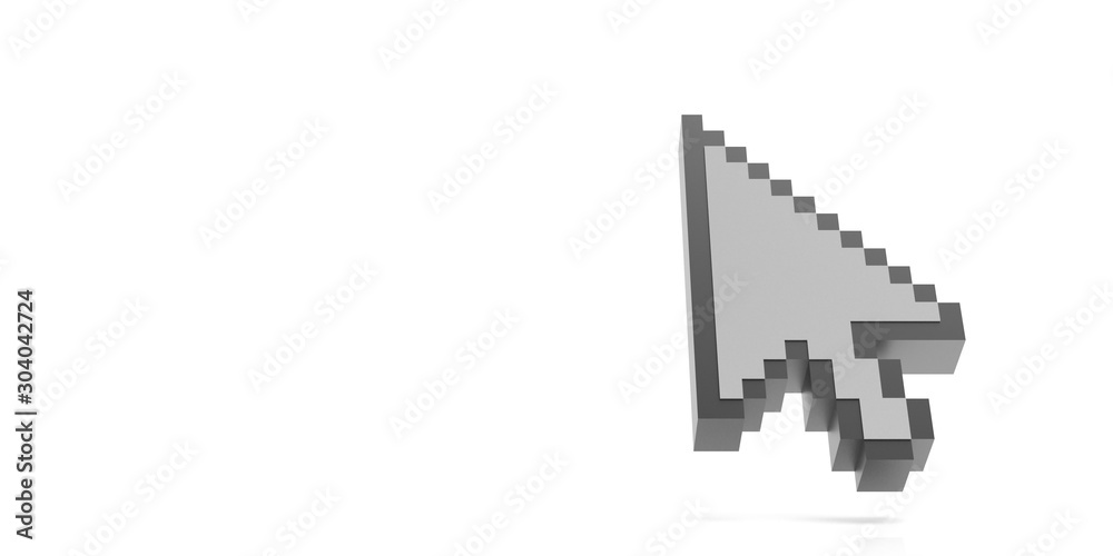 Mouse cursor pointer isolated against white background. 3d illustration