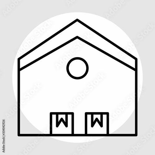 Warehouse icon isolated on abstract background