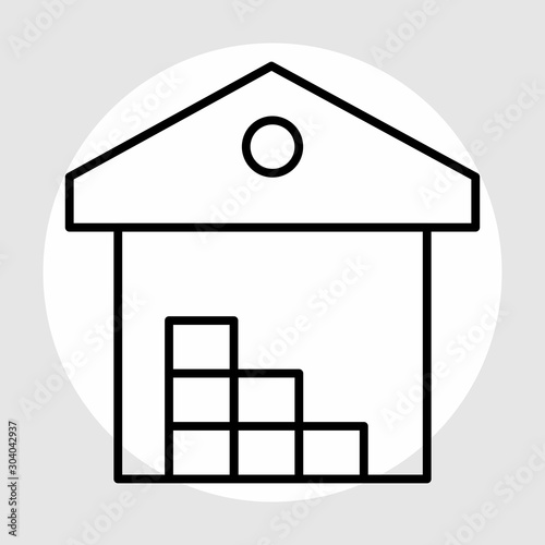 warehouse icon isolated on abstract background