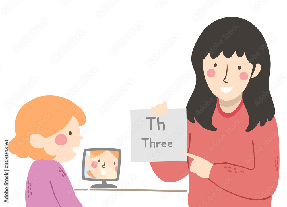 Kid Girl Speech Therapy Illustration Kid Girl Speech Therapy Illustration
