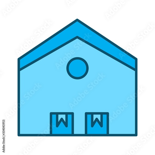 Warehouse icon isolated on abstract background