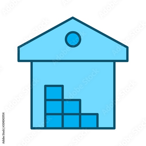 warehouse icon isolated on abstract background