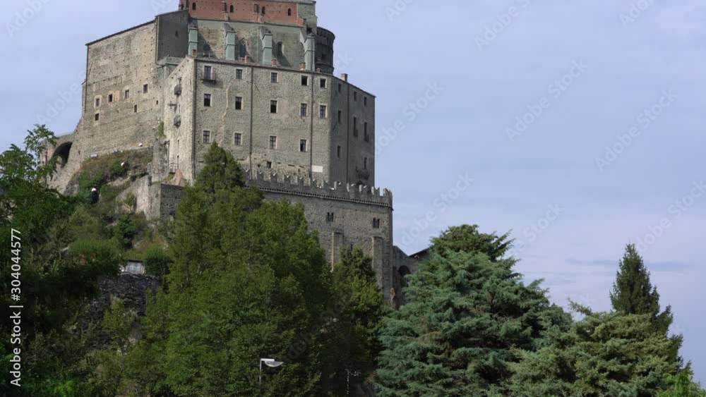 medieval architecture of sacra san michele, still low angle shot medieval architecture of sacra san michele, still low angle shot