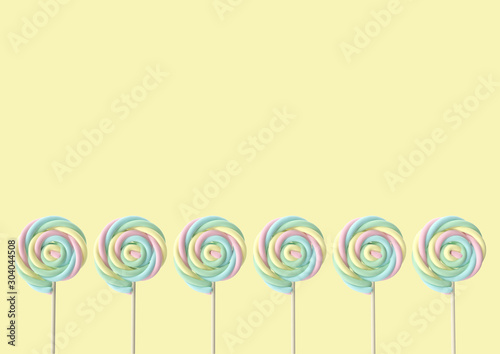 Colorful lollipop candies set on white background 3D-Rendering