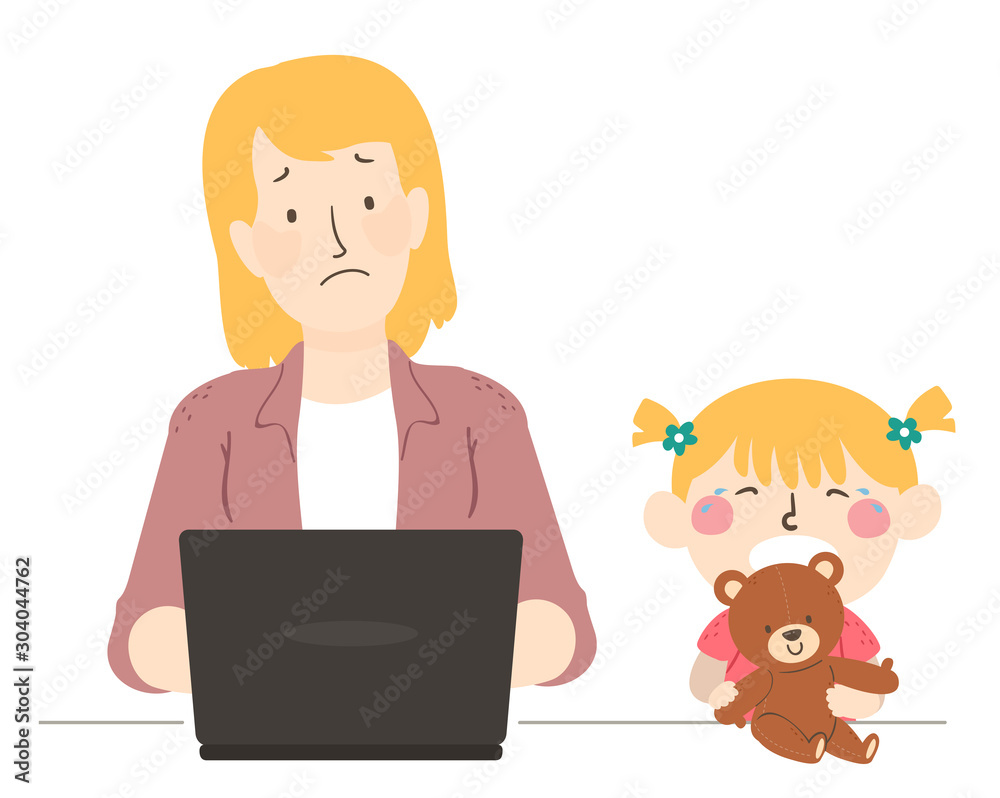 Kid Girl Mom Parent Tantrum Play Illustration Kid Girl Mom Parent Tantrum Play Illustration