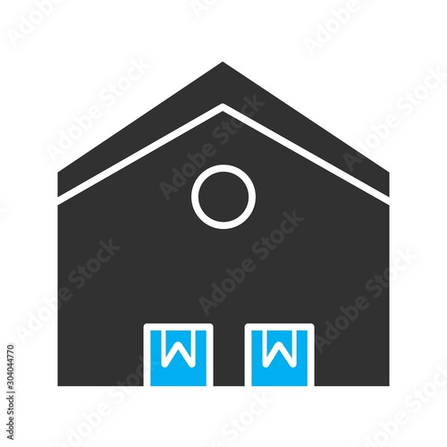 Warehouse icon isolated on abstract background