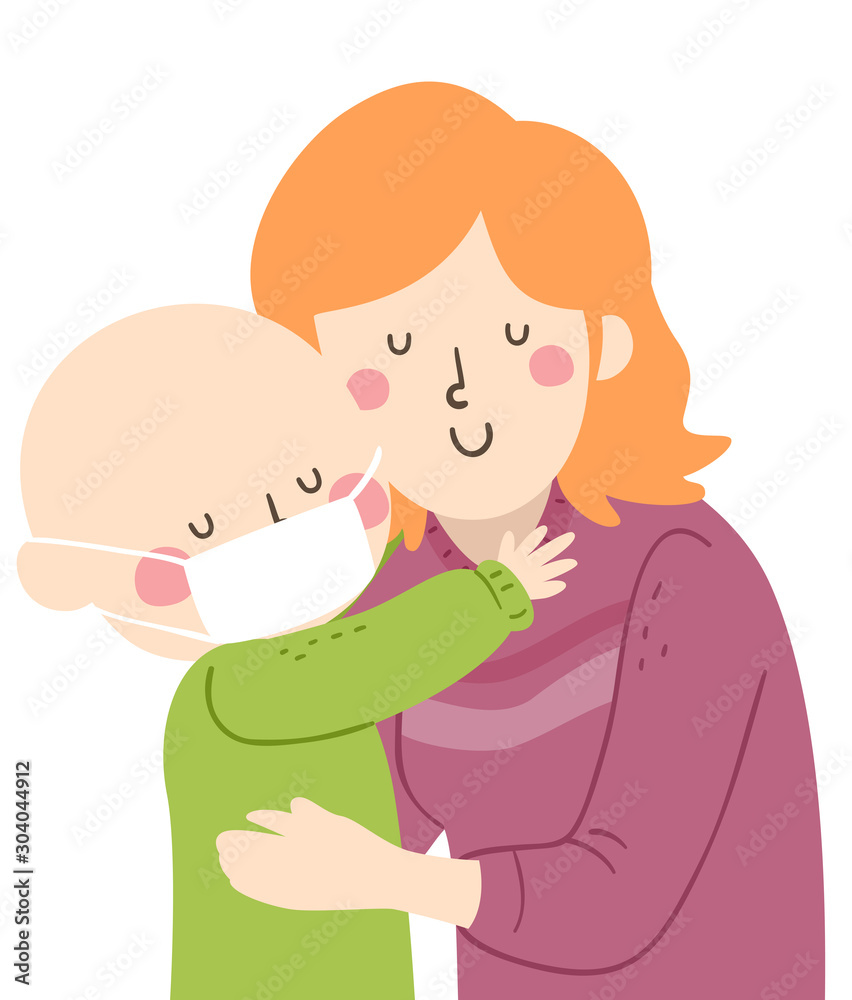 Kid Mom Hug Support Leukemia Illustration Kid Mom Hug Support Leukemia Illustration