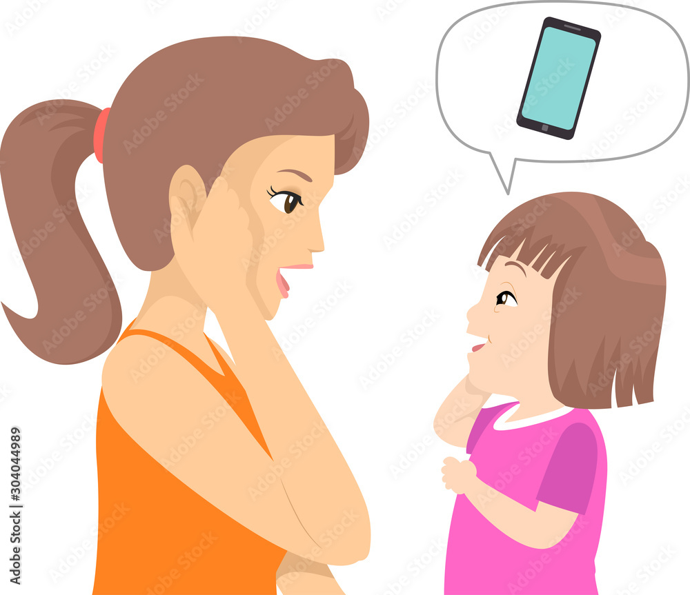 Mom Kid Girl Down Syndrome Gesture Illustration Mom Kid Girl Down Syndrome Gesture Illustration