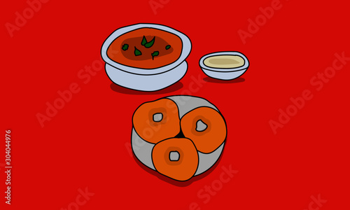Medu Vada South Indian Hand Drawn Vector Illustration