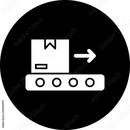 Conveyor belt icon isolated on abstract background