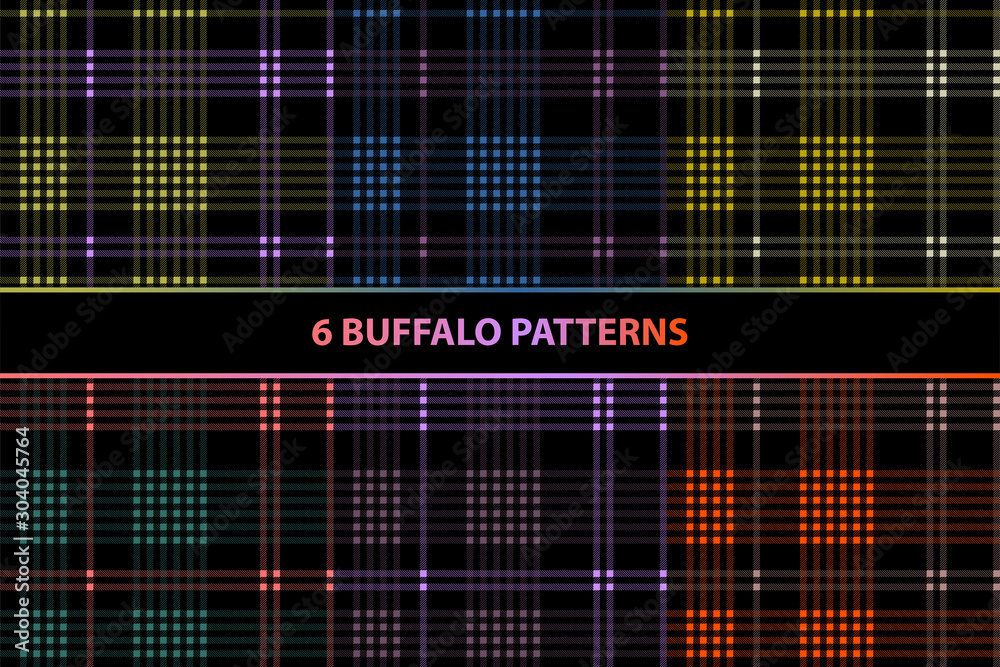 Obraz premium six bright seamless buffalo patterns