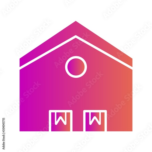 Warehouse icon isolated on abstract background