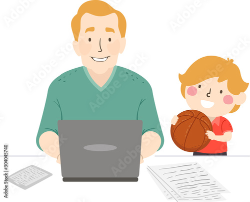 Kid Boy Invite Father Play ...