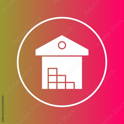warehouse icon isolated on abstract background
