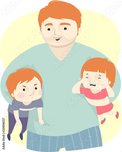 Kids Dad Man Quarrel Refere...