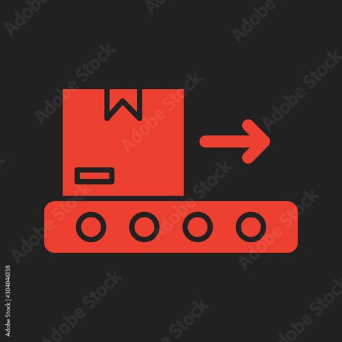 Conveyor belt icon isolated on abstract background