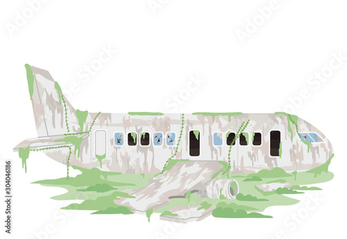 Abandoned Airplane Illustration