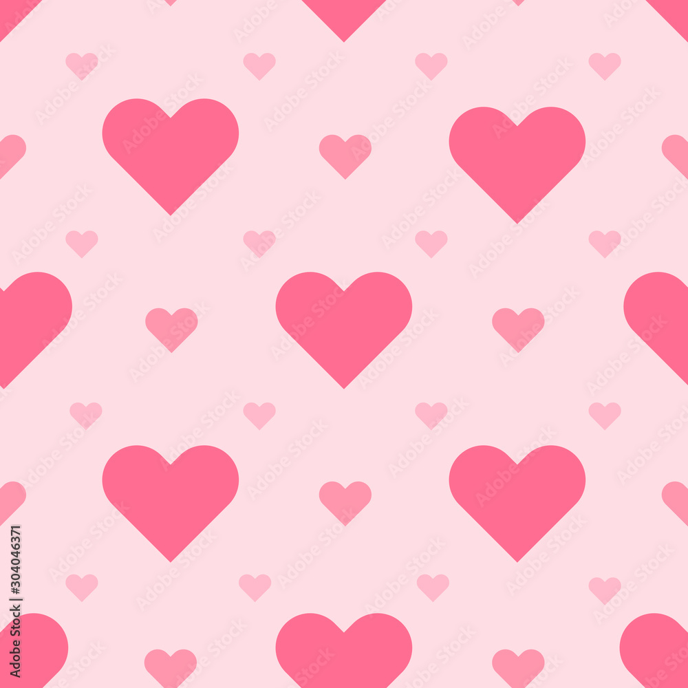 Pink hearts seamless vector pattern