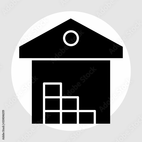 warehouse icon isolated on abstract background