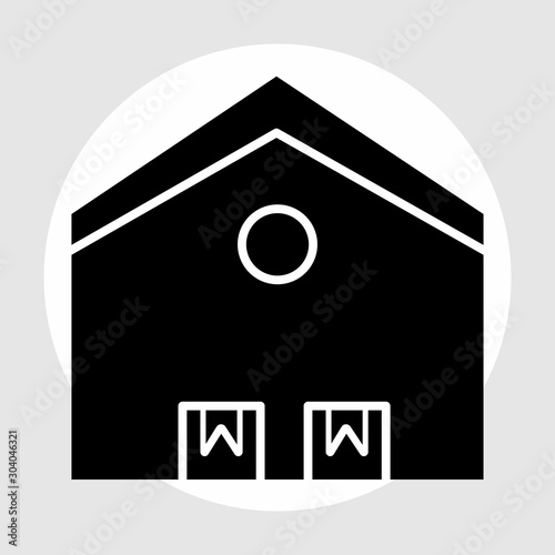 Warehouse icon isolated on abstract background