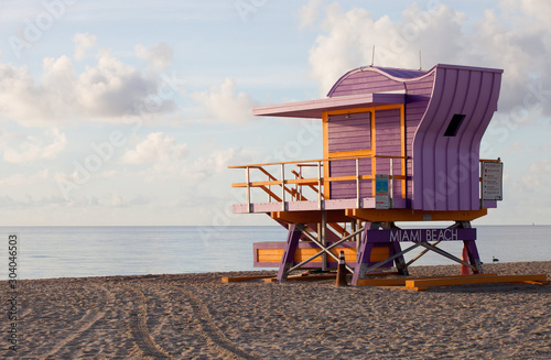 Miami beach colorful lifeguard rescue tower © blue_caterpillar