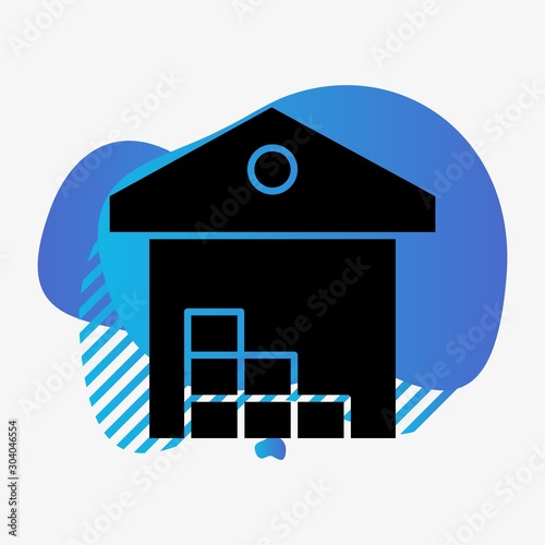 warehouse icon isolated on abstract background
