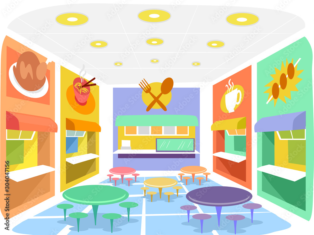 Indoor Food Court Illustration Indoor Food Court Illustration