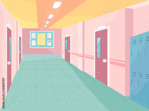 School Corridor Illustration