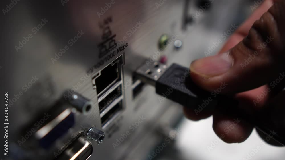 close-up of male engineers are connected to cable systems of communication footage 4K close-up of male engineers are connected to cable systems of communication footage 4K