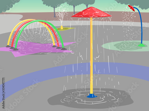 Splash Pads Water Park Illustration