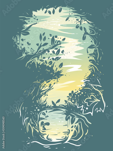 Question Mark Forest Illustration
