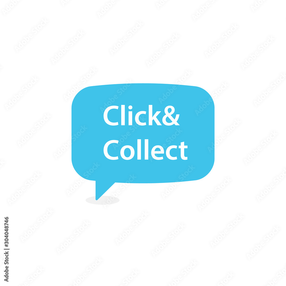 Click and collect speech bubble icon. Clipart image isolated on white background Click and collect speech bubble icon. Clipart image isolated on white background