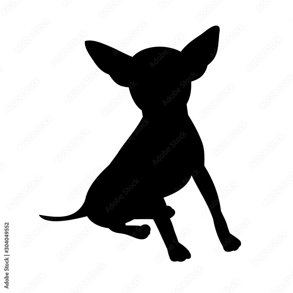 vector, on a white background, black silhouette one dog sitting