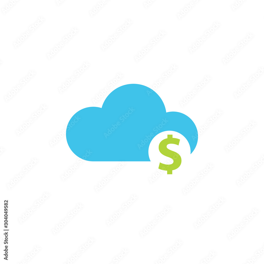 Cost cloud icon. Clipart image isolated on white background Cost cloud icon. Clipart image isolated on white background