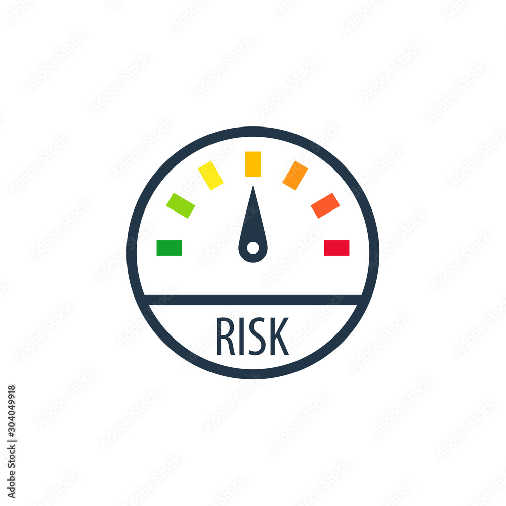 High low risk meter icon. Clipart image isolated on white background