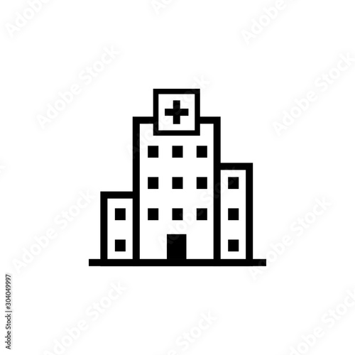 Hospital outline icon. Clipart image isolated on white background