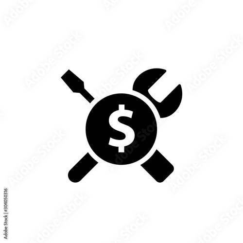 Cost Maintenance silhouette icon. Clipart image isolated on white background